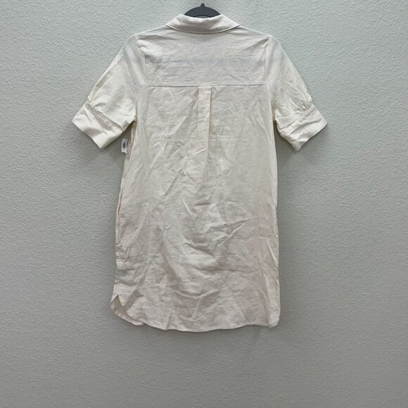 Old Navy Linen Rayon Button Up Collared Shirt Dress w Pockets Womens size XS NEW - Picture 6 of 6